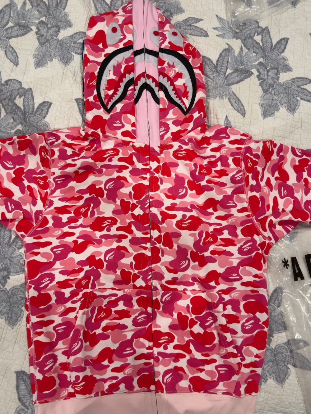 Pink world gone mad bape hoodie size small